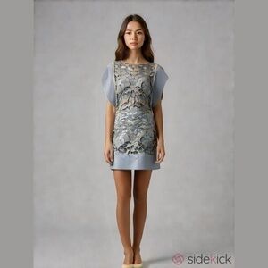 SEE By Chloe Lavender Grey Lace Panel Dress Size 0/2